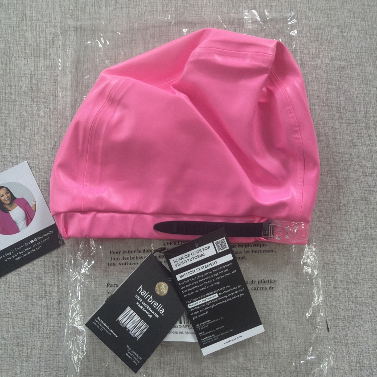 Hairbrella Classic Satin Lined Waterproof & Adjustable Swim Cap Pink — image 2 of 5